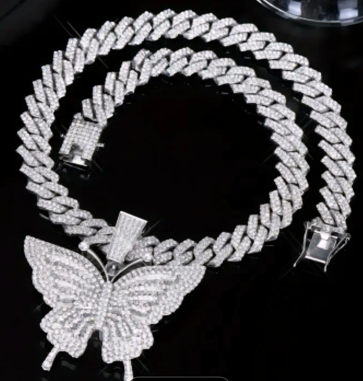 Vibrant Butterfly Charm w Cuban Necklace