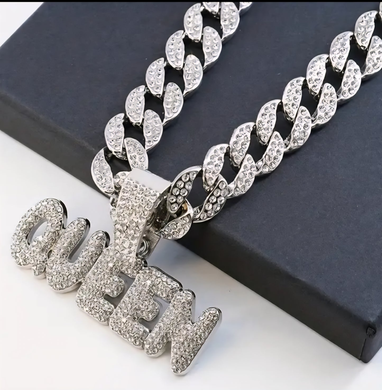 Queen Bubble Letter Pendant Necklace