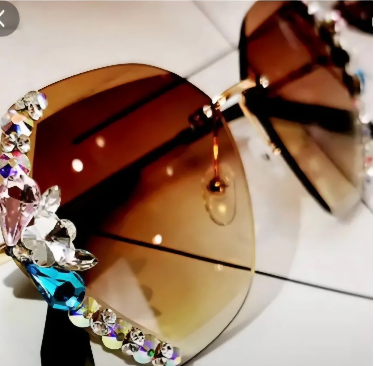 Side Rhinestone Sunglasses