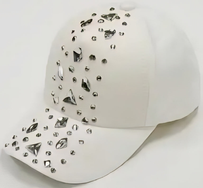 White Rhinestone Baseball Cap