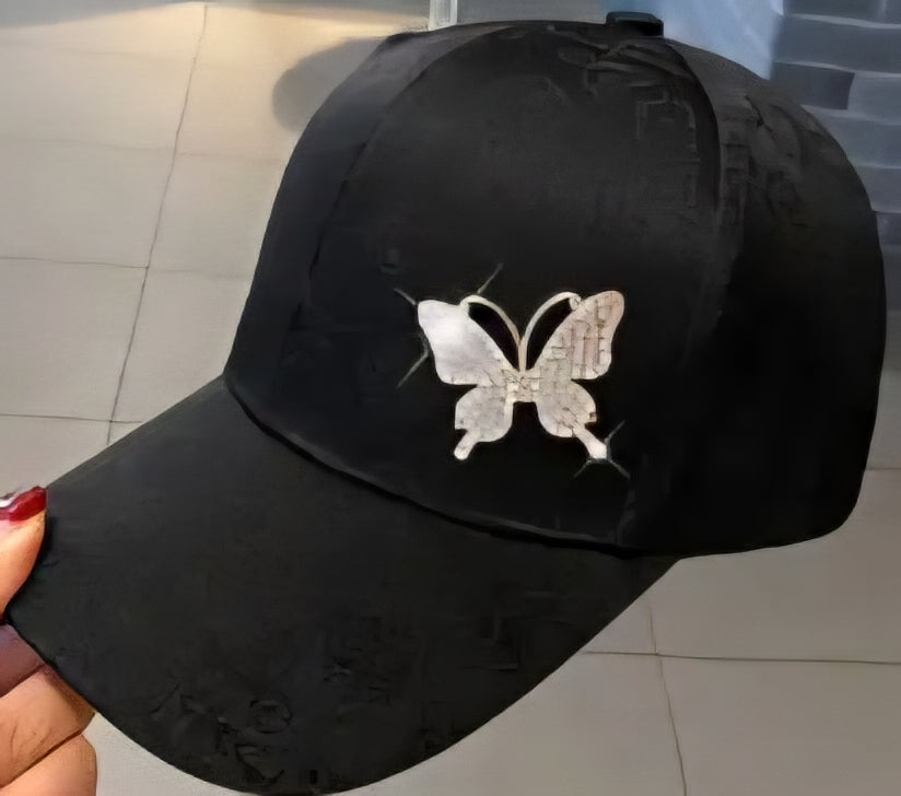 Sparkling Rhinestone Butterfly Baseball Cap