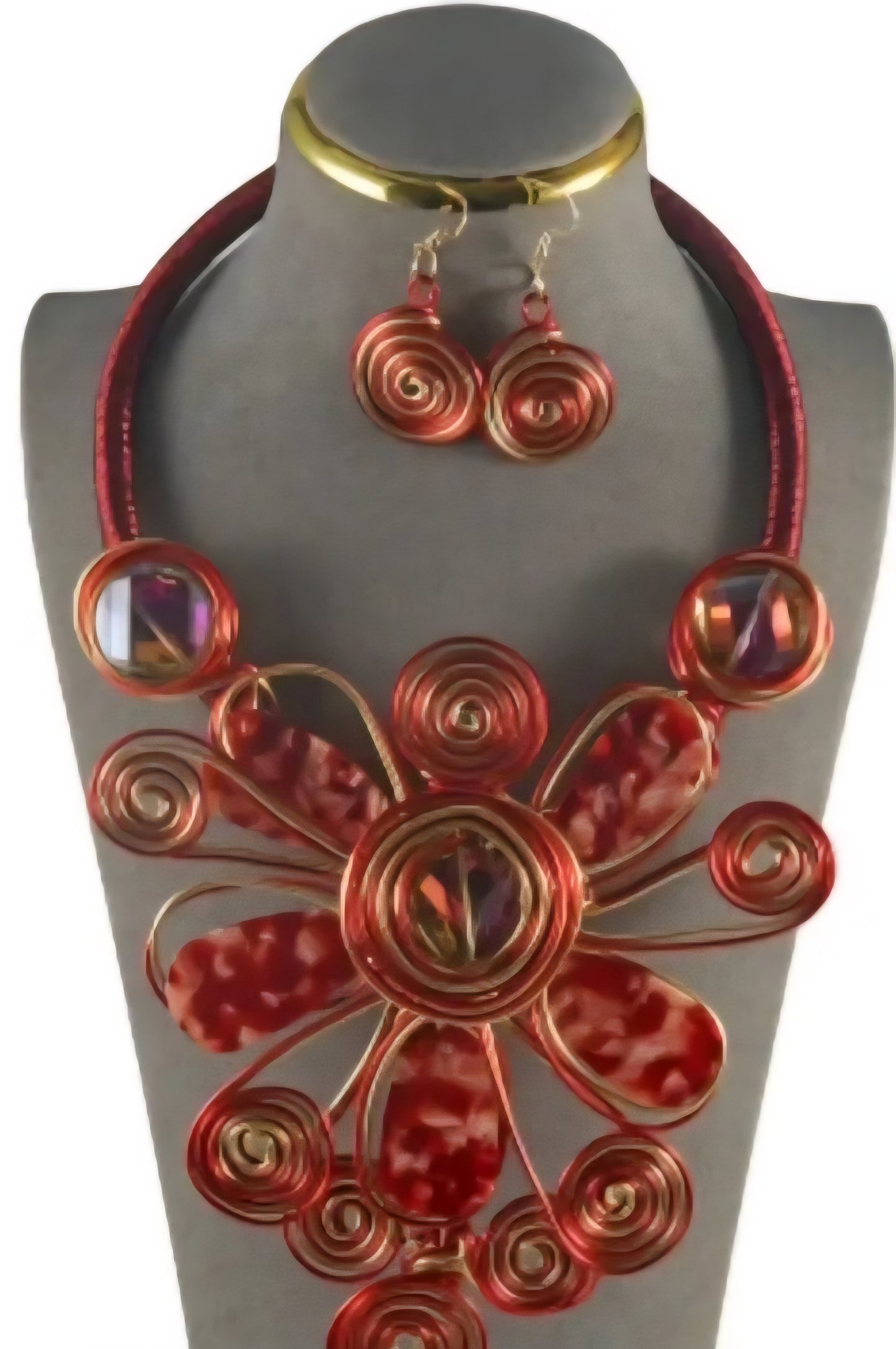 Flower and Spiral Necklace Set