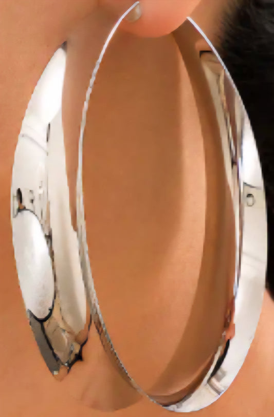1 Pair Oversized Hoop Earrings - Minimalist Large Flat Hoops