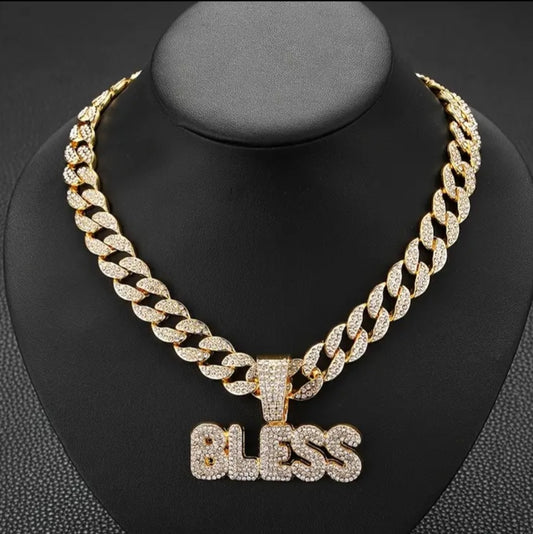 BLESS Pendant With An Ice Cuban Chain