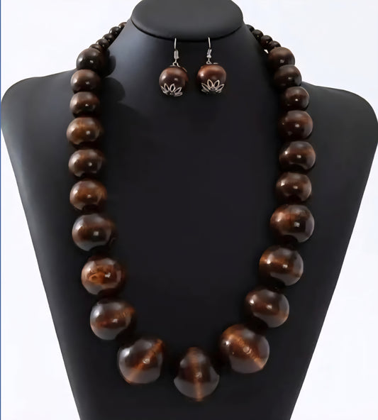 Boho Beads Necklace & Earrings Set