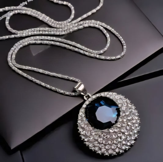 Round Pendant Necklace with Sparkling Cubic Zirconia Halo