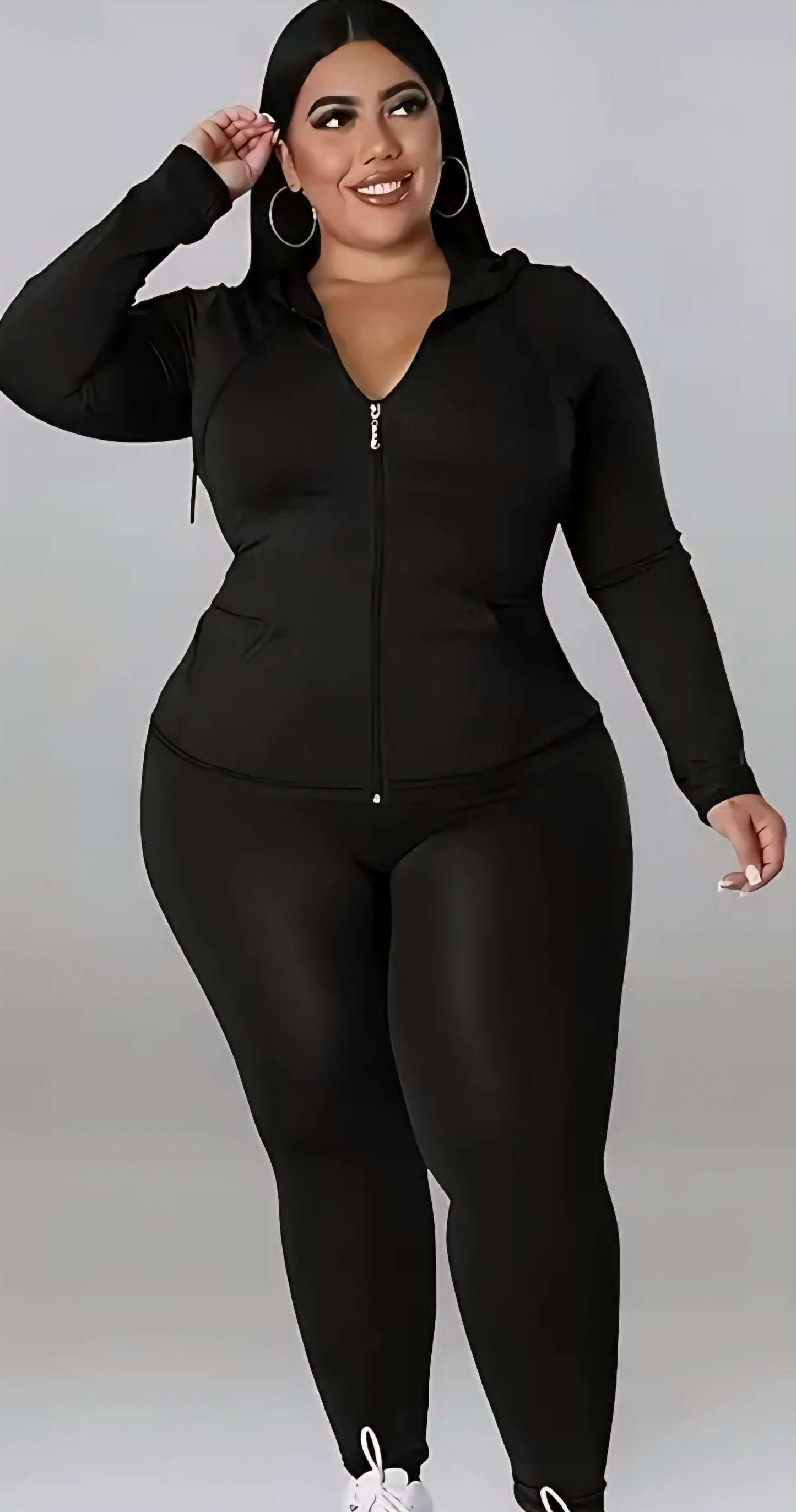 Zip-Up Hoodie and Long Pants Two-Piece Set