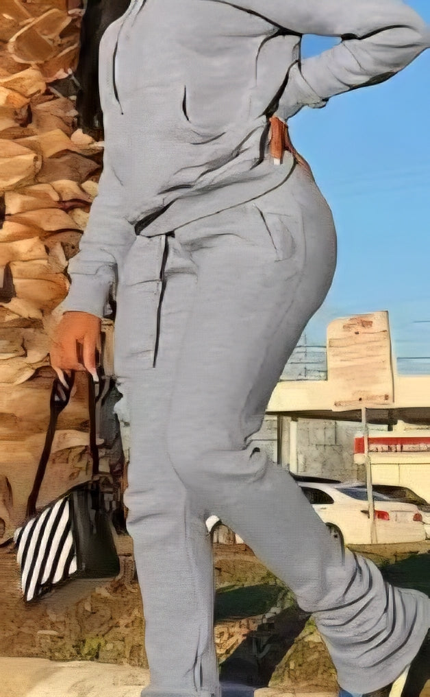 Sweatsuits Sets 2PC Drawstring Hoodies Stacked Jogger Sweatpants