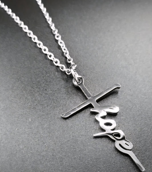 Stainless Steel Hope Pendant Necklace