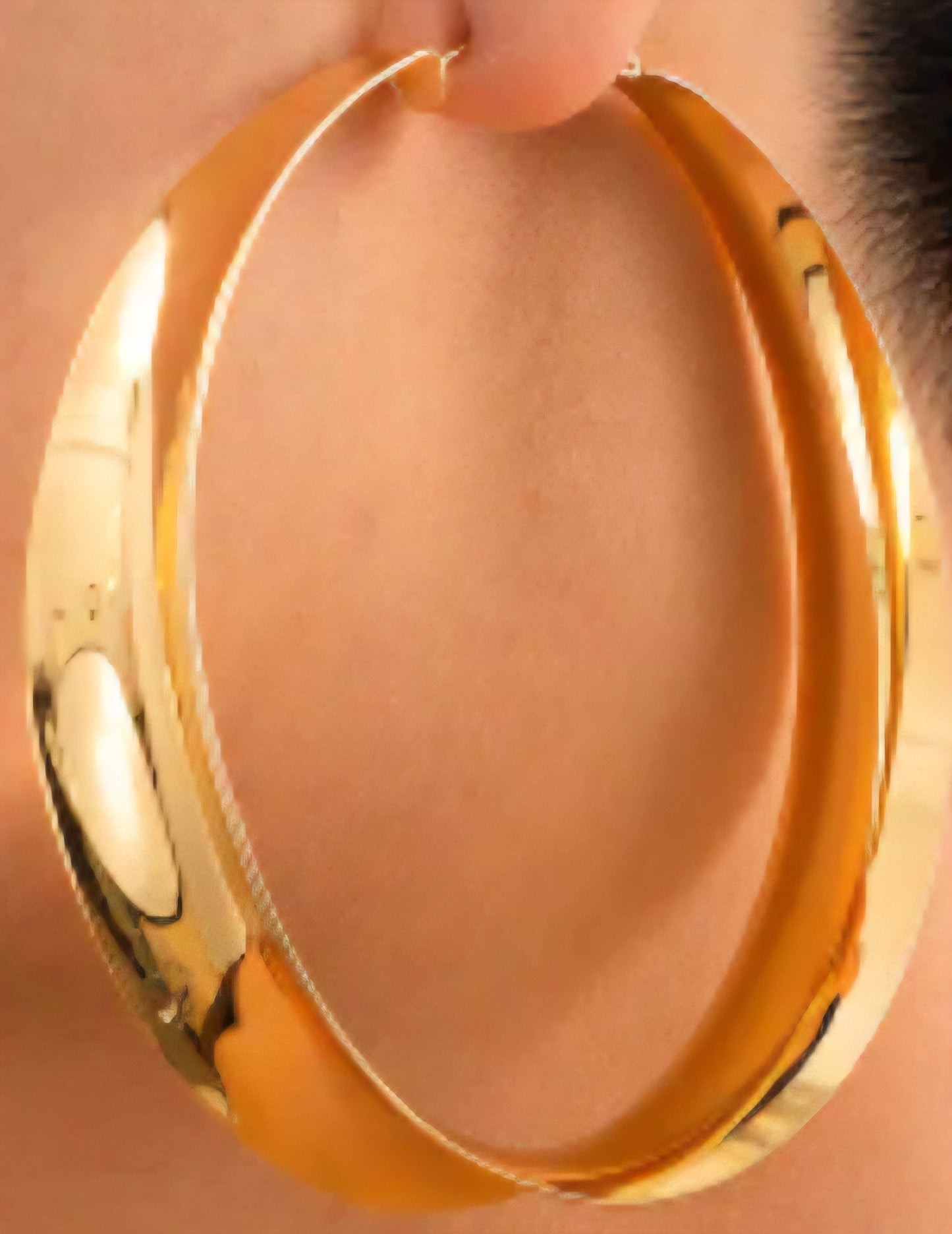 1 Pair Oversized Hoop Earrings - Minimalist Large Flat Hoops