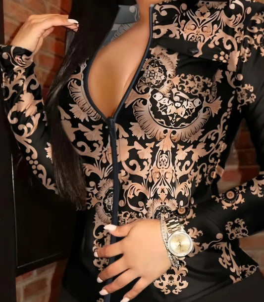 O She Fancy Zip Shirt