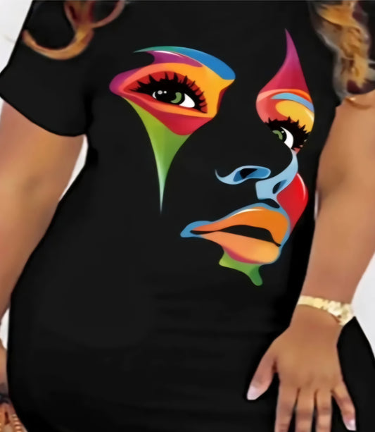 Changing Faces T-Shirt Dress