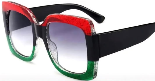 Red/Black/Green Square Sunglasses