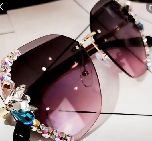 Side Rhinestone Sunglasses