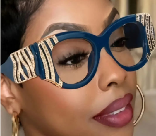 Cute Glasses W Gold Texture **Not Prescription**