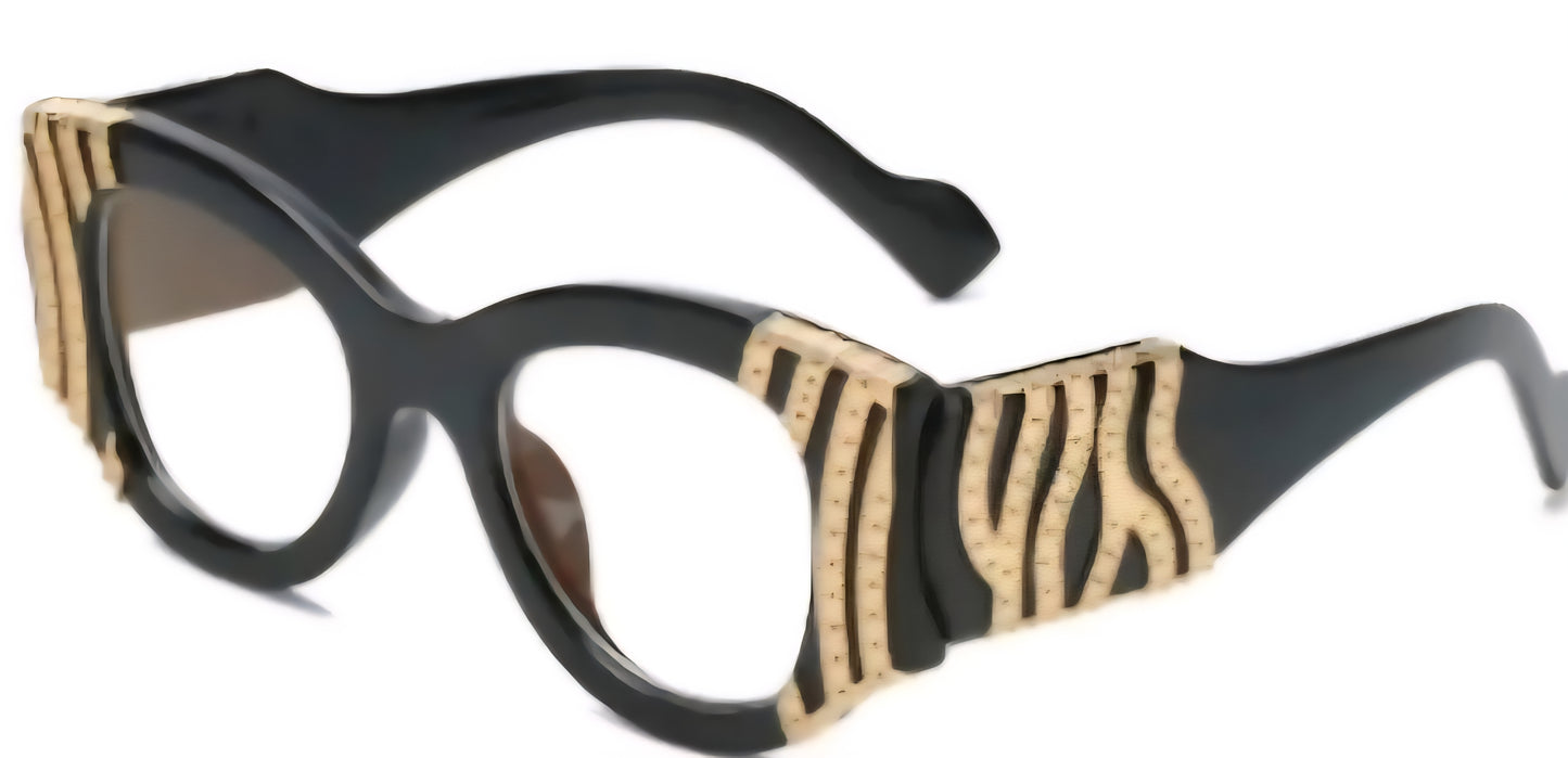 Cute Glasses W Gold Texture **Not Prescription**