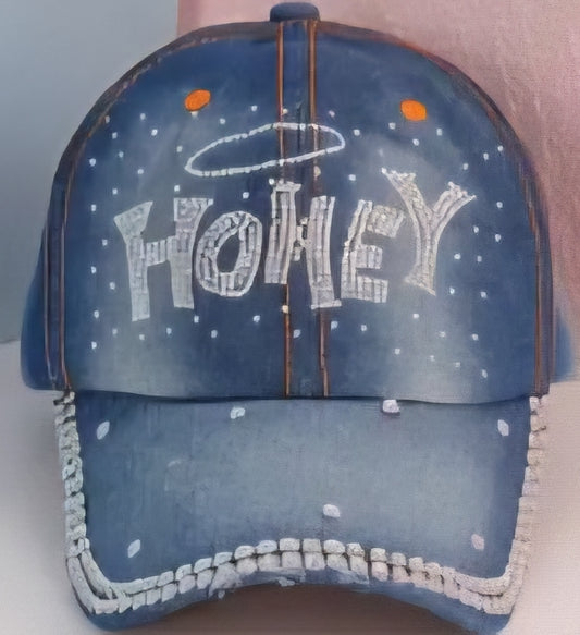 Honey Rhinestone Baseball Cap
