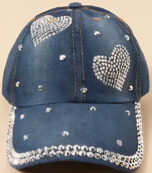 Heart Rhinestone Baseball Cap