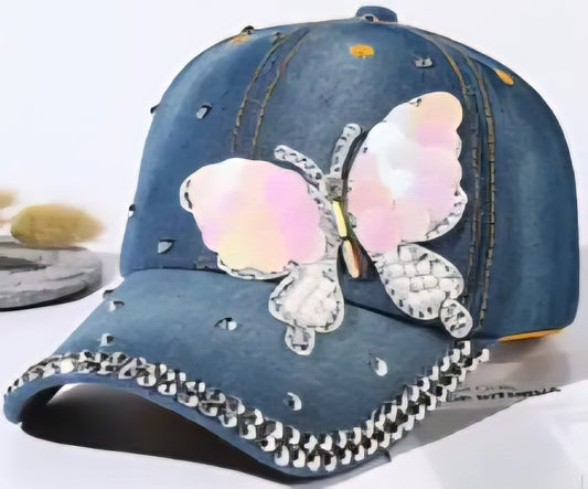 Sequin Butterfly Baseball Cap