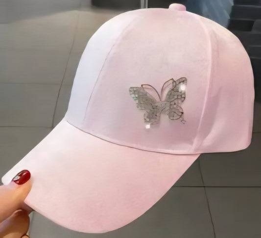 Sparkling Rhinestone Butterfly Baseball Cap