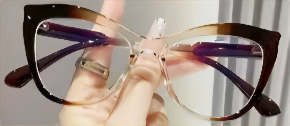 Cat Eye Color Frame Clear Lens - Not Prescription