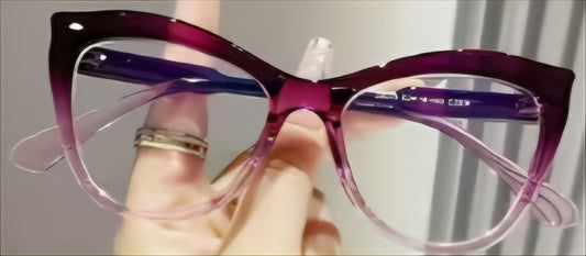 Cat Eye Color Frame Clear Lens - Not Prescription